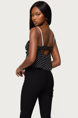 Contrast Polka Dot Cupped Chiffon Top