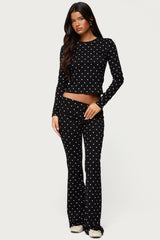Daliya Polka Dot Long Sleeve Top