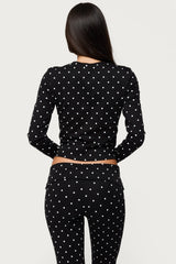 Daliya Polka Dot Long Sleeve Top
