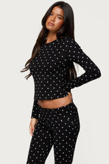 Daliya Polka Dot Long Sleeve Top