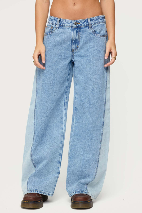 Genna Contrast Panel Low Rise Baggy Jeans view 2