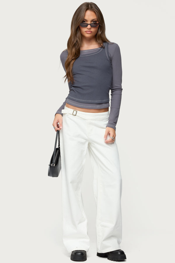 Zane Contrast Layered Long Sleeve Top view 2