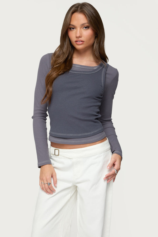 Zane Contrast Layered Long Sleeve Top view 1