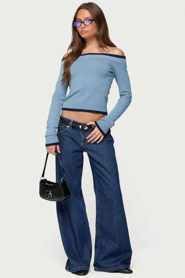 Kezzie Contrast Off Shoulder Knit Top view 2