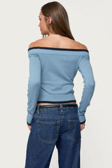 Kezzie Contrast Off Shoulder Knit Top