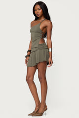 Janah Asymmetric Fold Over Mini Skort