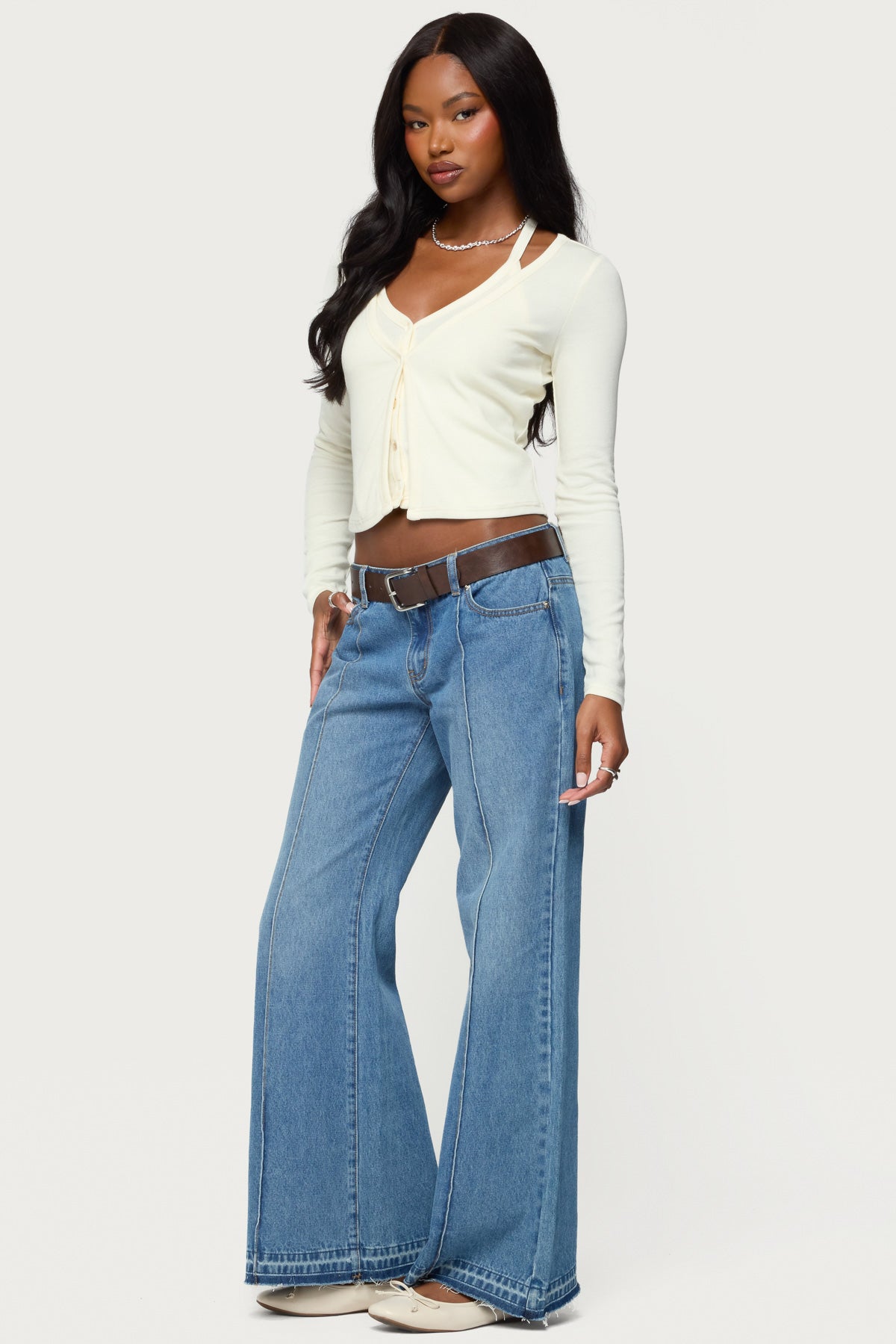 Cardigan & Halter Two Piece Knit Top