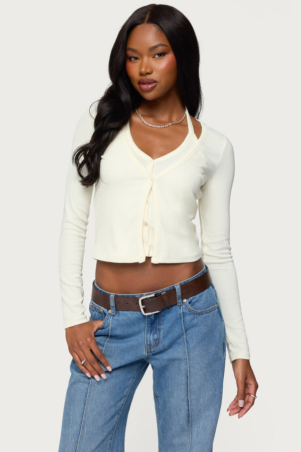 Cardigan & Halter Two Piece Knit Top view 1