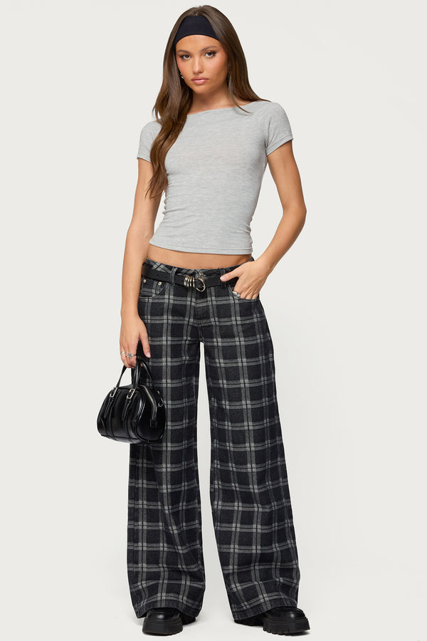 Kailani Plaid Low Rise Baggy Jeans view 1