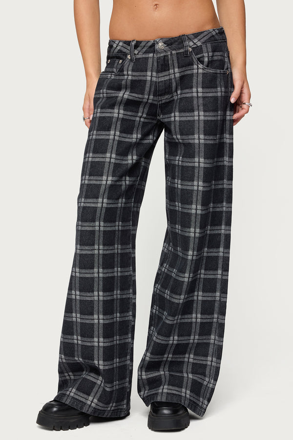 Kailani Plaid Low Rise Baggy Jeans view 2