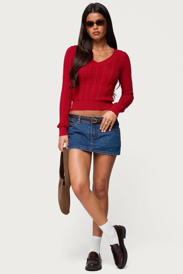 Ashlee V Neck Cable Knit Top view 2