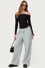 Layered Ribbed Off Shoulder Bodysuit