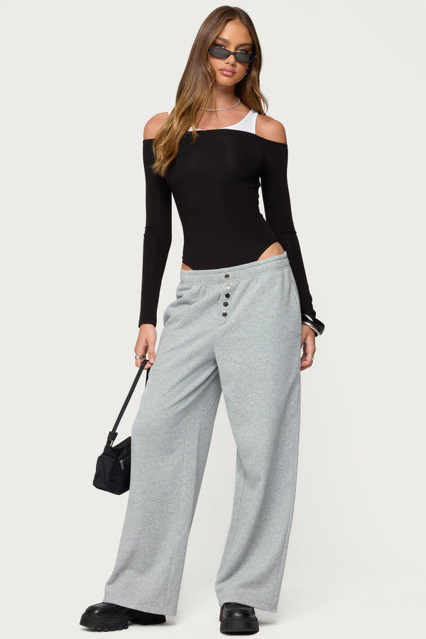 Layered Ribbed Off Shoulder Bodysuit view 2