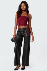 Gathered Two Piece Mesh Scarf Top