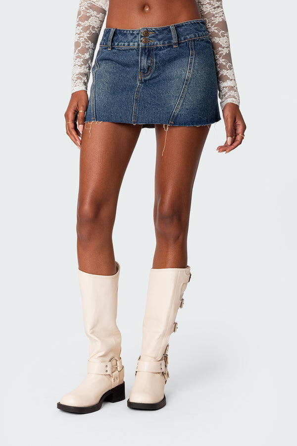 Donnie Washed Denim Mini Skirt view 2
