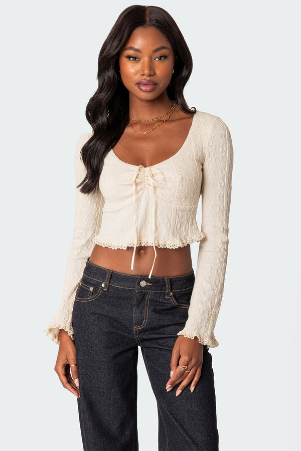 Lacey Long Sleeve Knit Top view 1