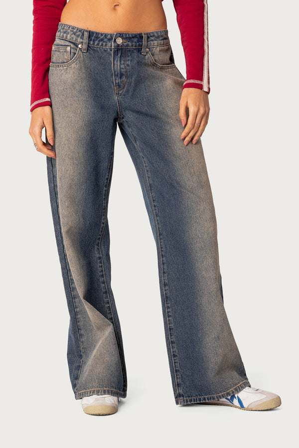 Raelynn Washed Low Rise Baggy Jeans view 2