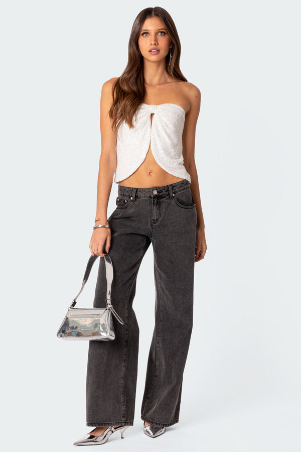 Siren Sequin Split Front Top view 2