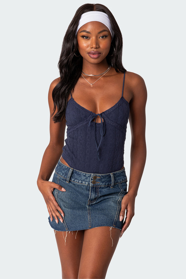 Lacey Knit Cut Out Bodysuit view 1