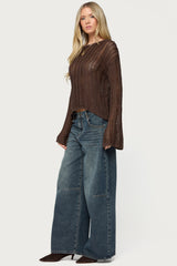 Jaide Sheer Ladder Knit Sweater