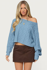 Oversized Off Shoulder Cable Knit Sweater