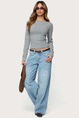 Loria Striped Boat Neck Top