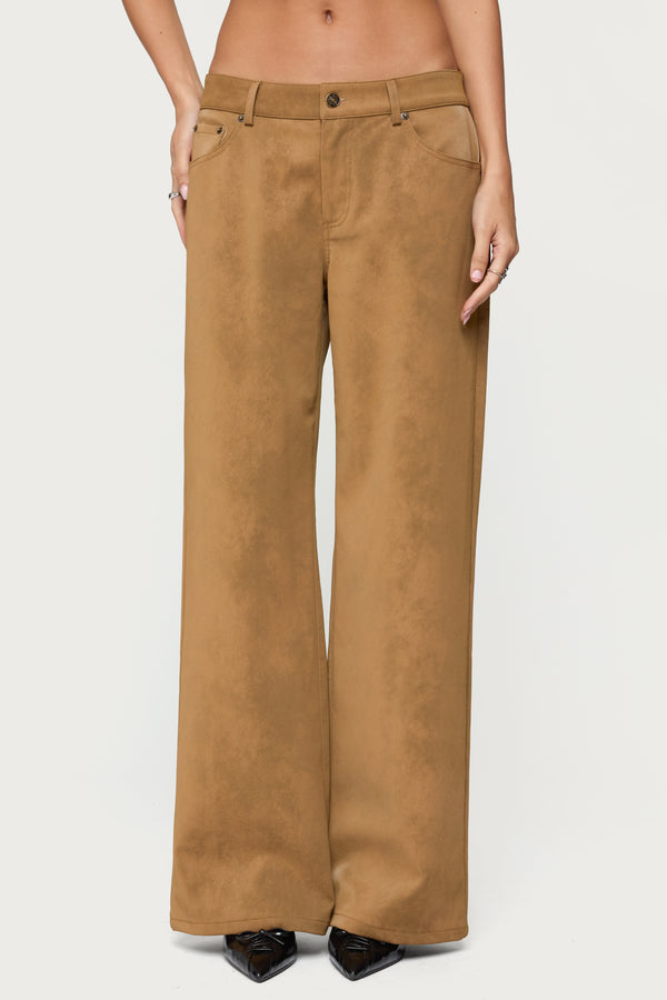 Stacey Low Rise Faux Suede Pants view 2