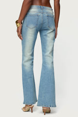 Jenni Washed Low Rise Flared Jeans