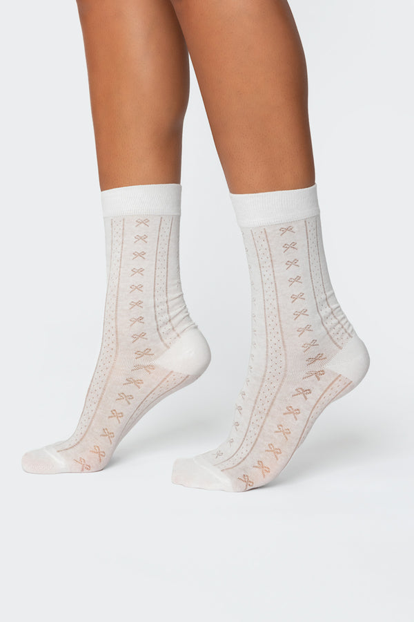 Bow Pointelle Socks view 1