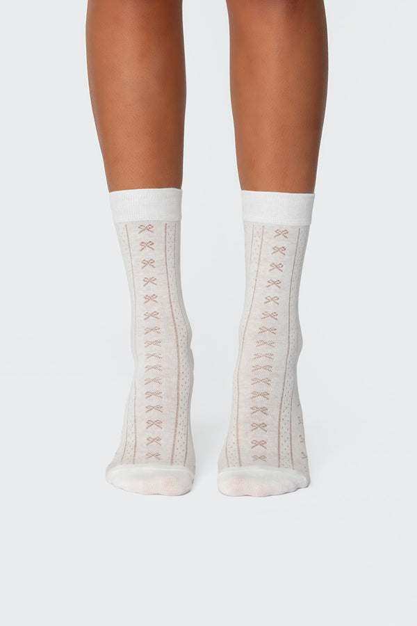 Bow Pointelle Socks view 2