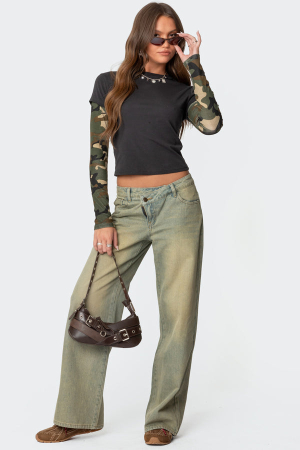 Camo Layered Long Sleeve T Shirt view 2
