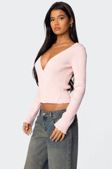 Paden Ribbed Knit Wrap Top