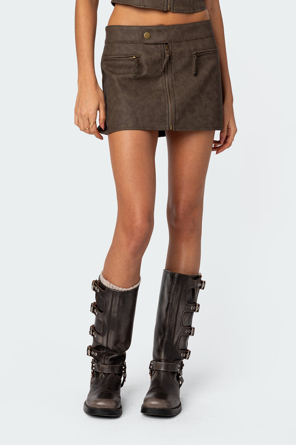 Ziva Faux Leather Mini Skirt view 2