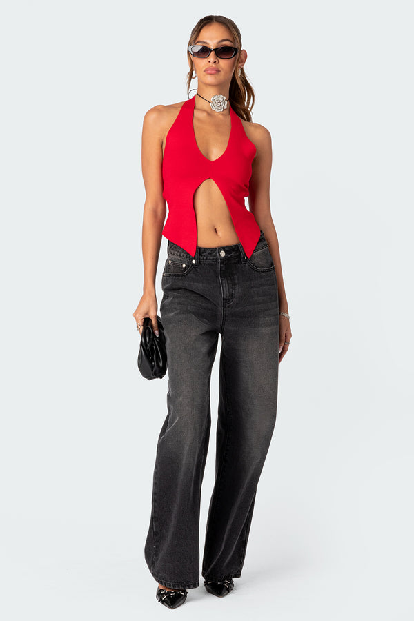 Sculpt Knitted Split Front Top view 2