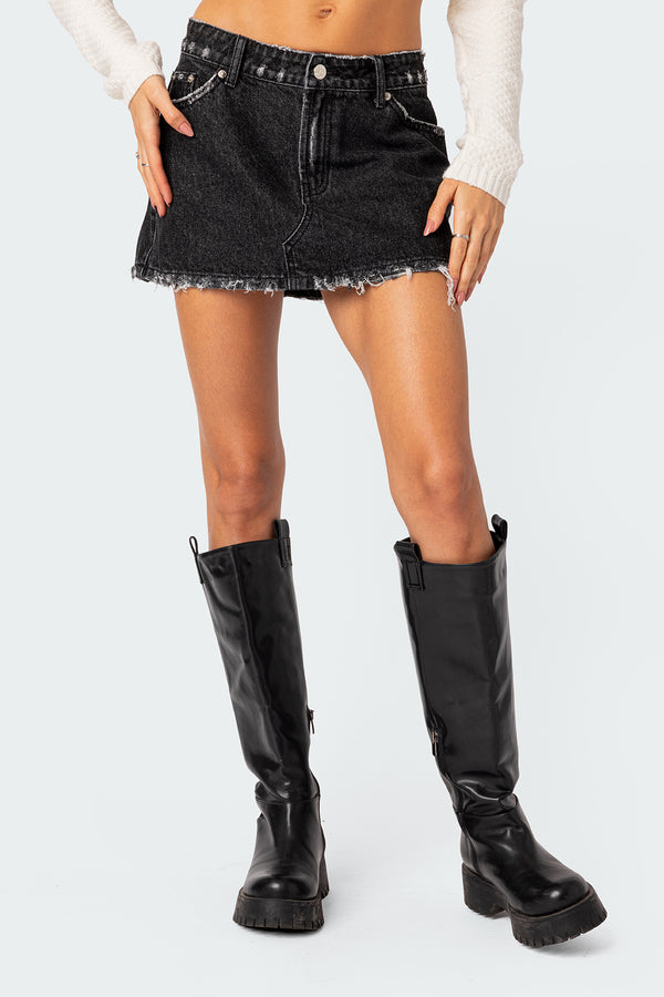 Scarlett Washed Denim Mini Skirt view 2