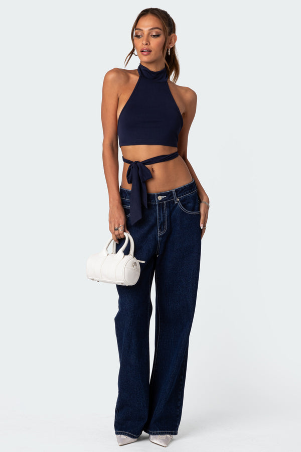 Hamlin Wrap Tie Crop Top view 2