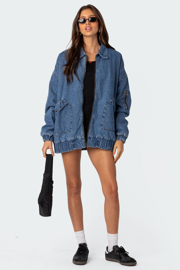 Sophie Oversized Washed Denim Coat view 2