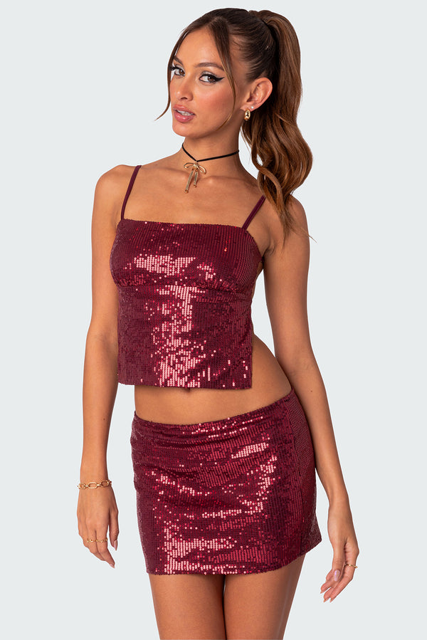 Cosmo Open Back Sequin Top view 1