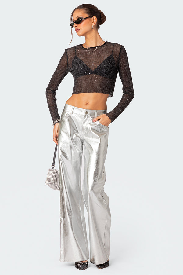 Kim Metallic Faux Leather Pants view 1