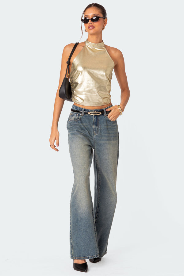 Karter Metallic Halter Top view 1