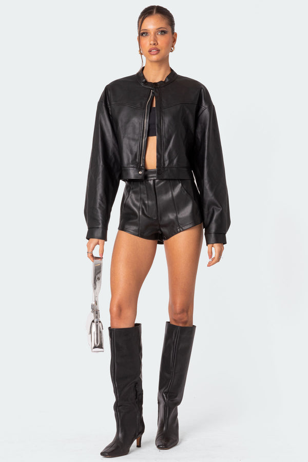 Ramona Faux Leather Cropped Jacket view 2