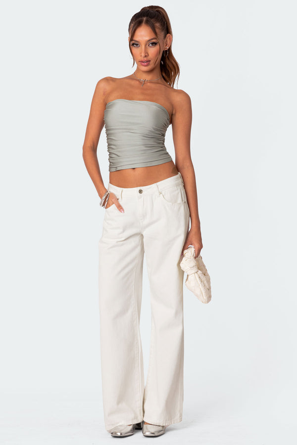 Maxeen Shiny Gathered Tube Top view 2