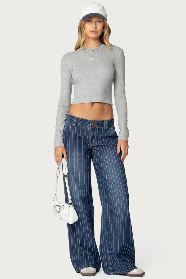 Cory Striped Low Rise Baggy Jeans view 1