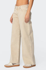 Leopard Star Low Rise Baggy Jeans