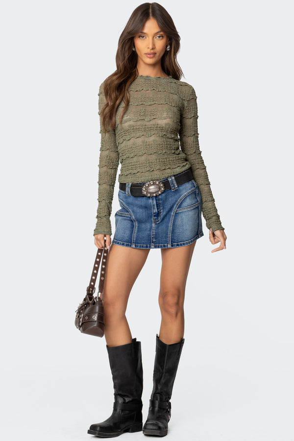 Jive Washed Denim Mini Skirt view 1