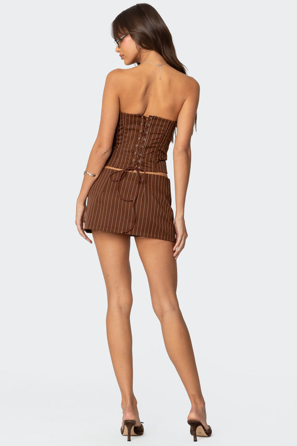 Jennifer Lace Up Pinstripe Corset view 2