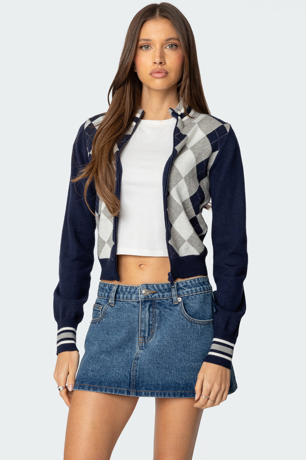 Madisen Argyle Knit Cardigan view 2