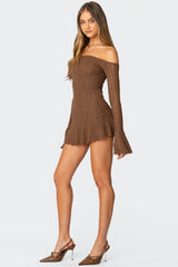 Mya Off Shoulder Textured Mini Dress