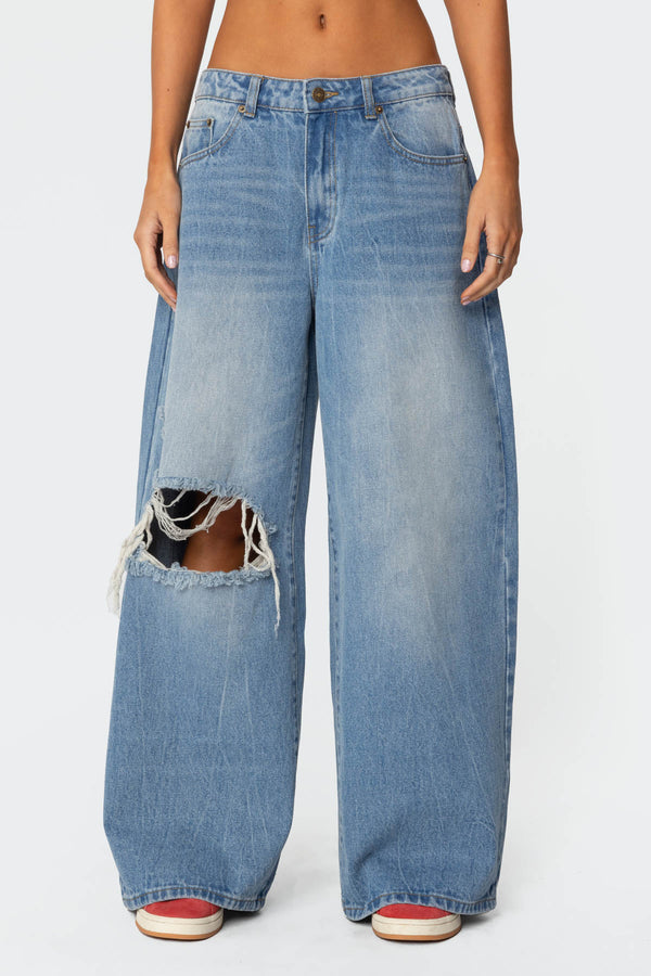 Distressed Low Rise Baggy Jeans view 2