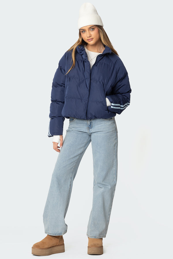 Sherry Side Striped Puffer Jacket view 2